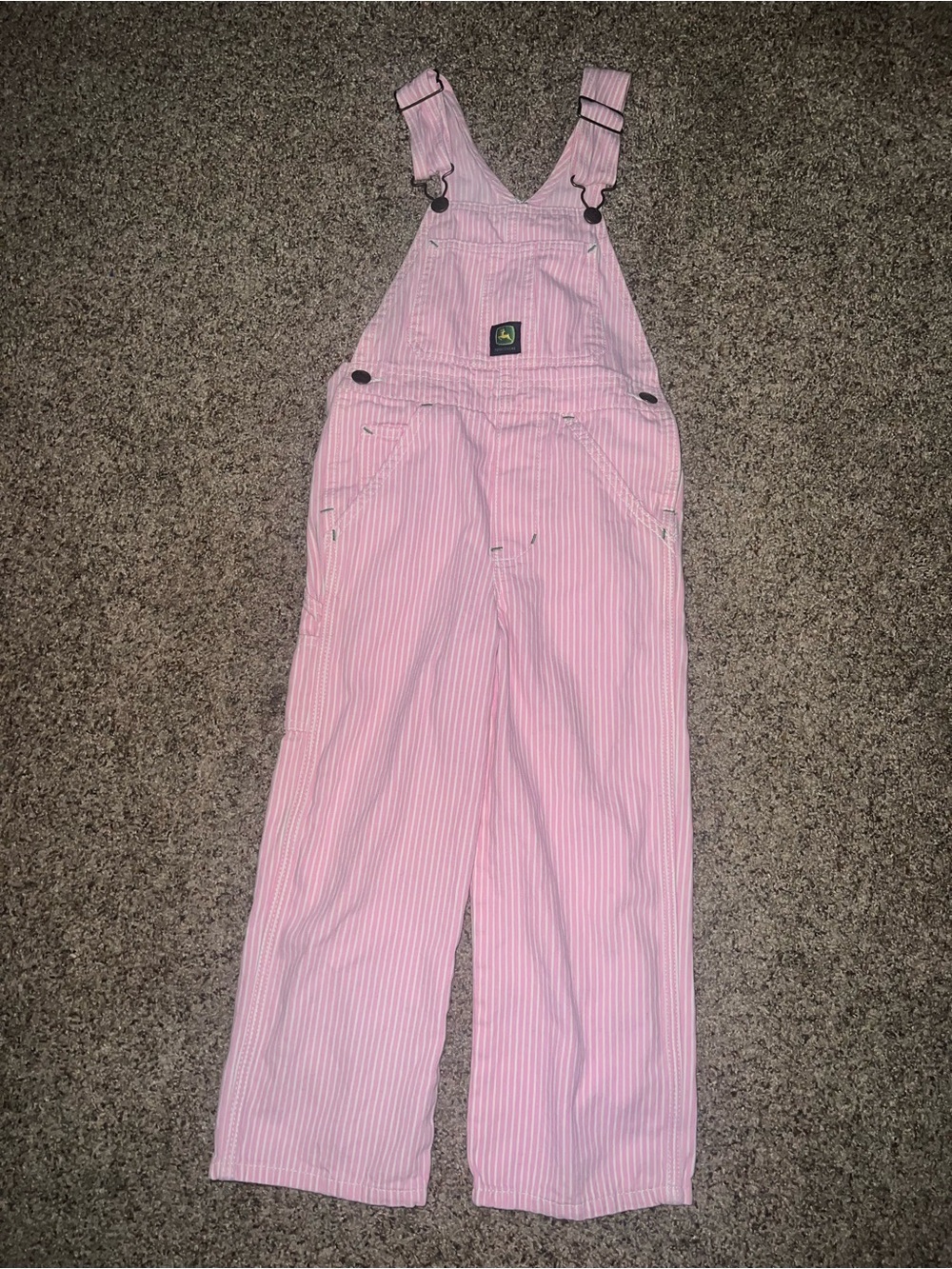 John Deere Pink Stripe girls Overalls